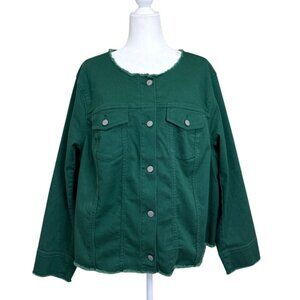 Talbots Kelly Green Denim Jacket Long Sleeve Womens Size 3X NEW